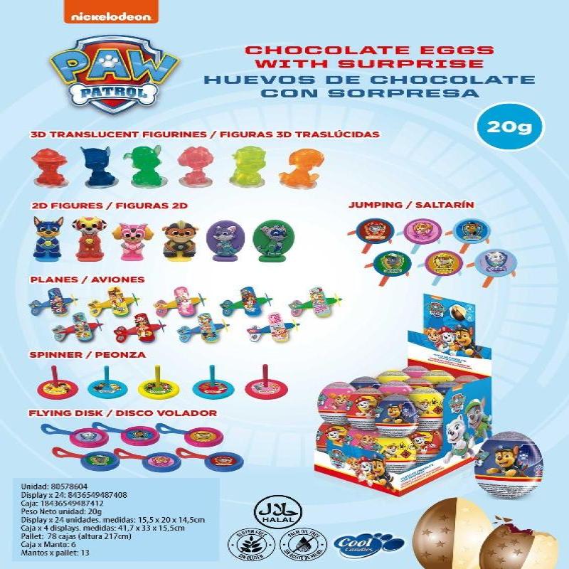 HUEVO CHOCO PAW PATROL 24ud