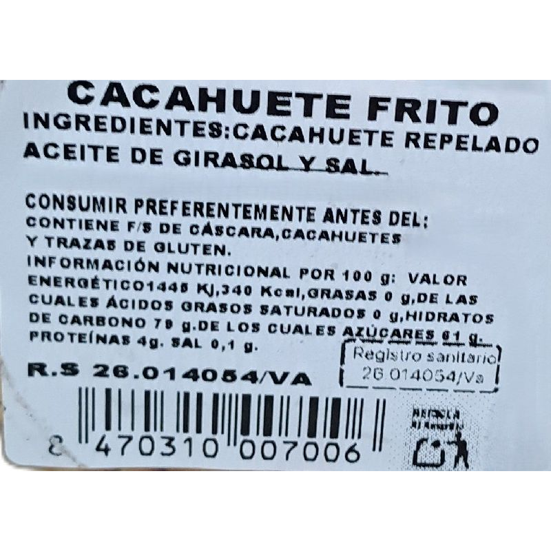 TARRINA CACAHUETE FRITO 125g